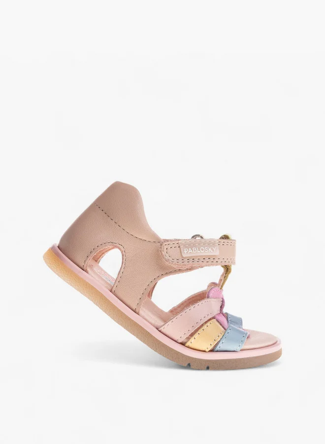 Pablosky Girls' Colourblock Strappy Sandals with Hook and Loop Closure
