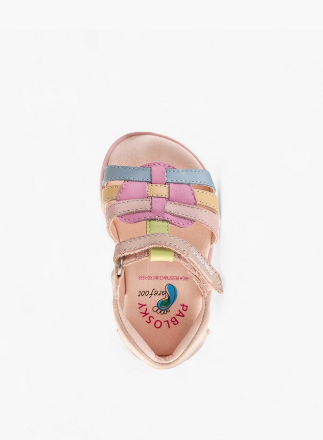 Pablosky Girls' Colourblock Strappy Sandals with Hook and Loop Closure - Image 3