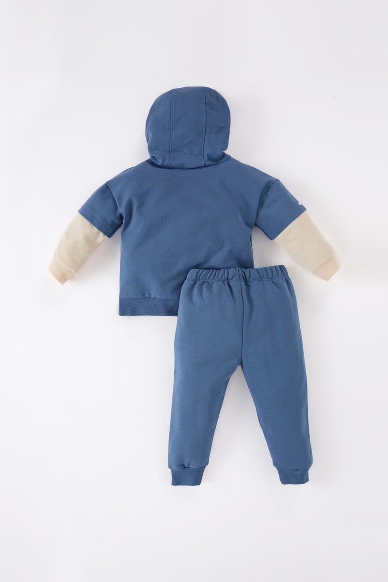 DeFacto Baby Boy Hooded Pocketed Sweatshirt Sweatpants 2 Piece Set - Image 4