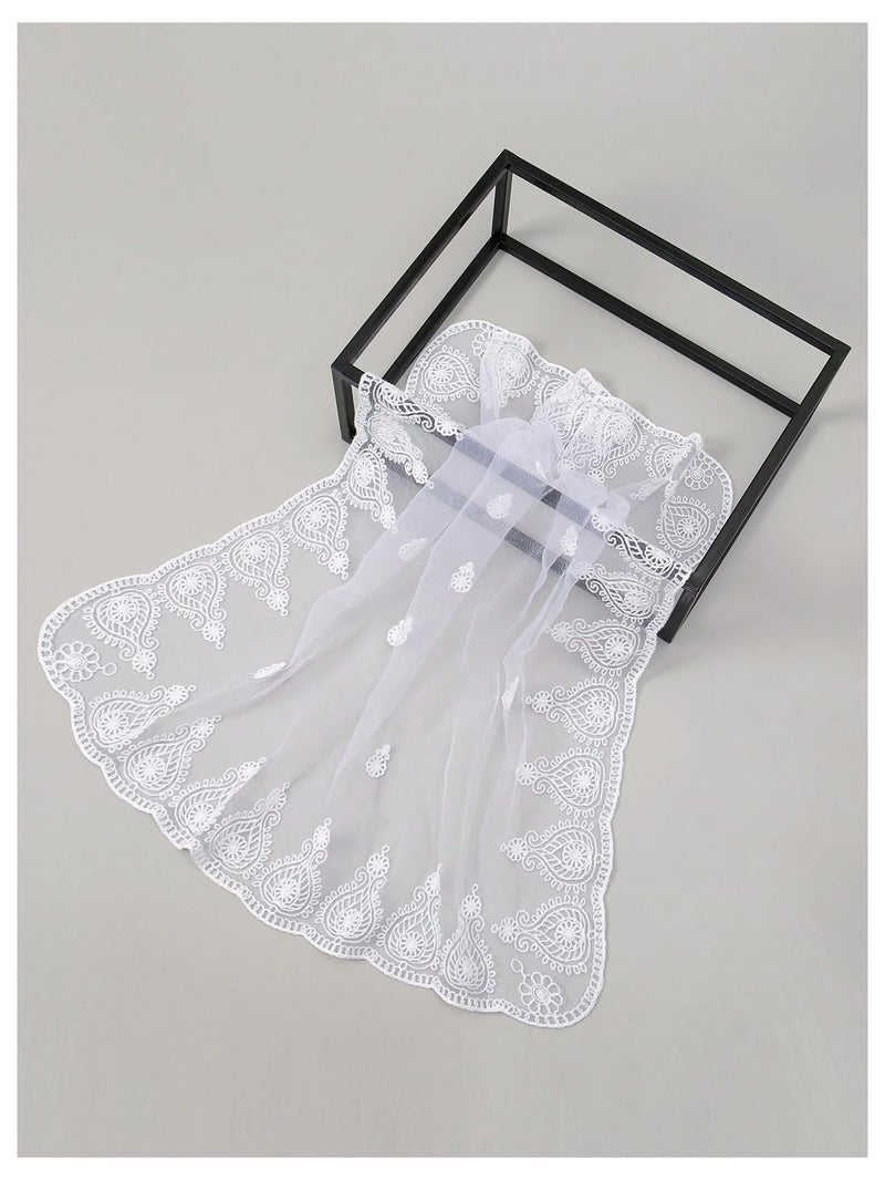 Floerns Women's Flower Embroidery Hair Scarf Headband Sheer Lace Hair Bandana White One-Size - Image 3