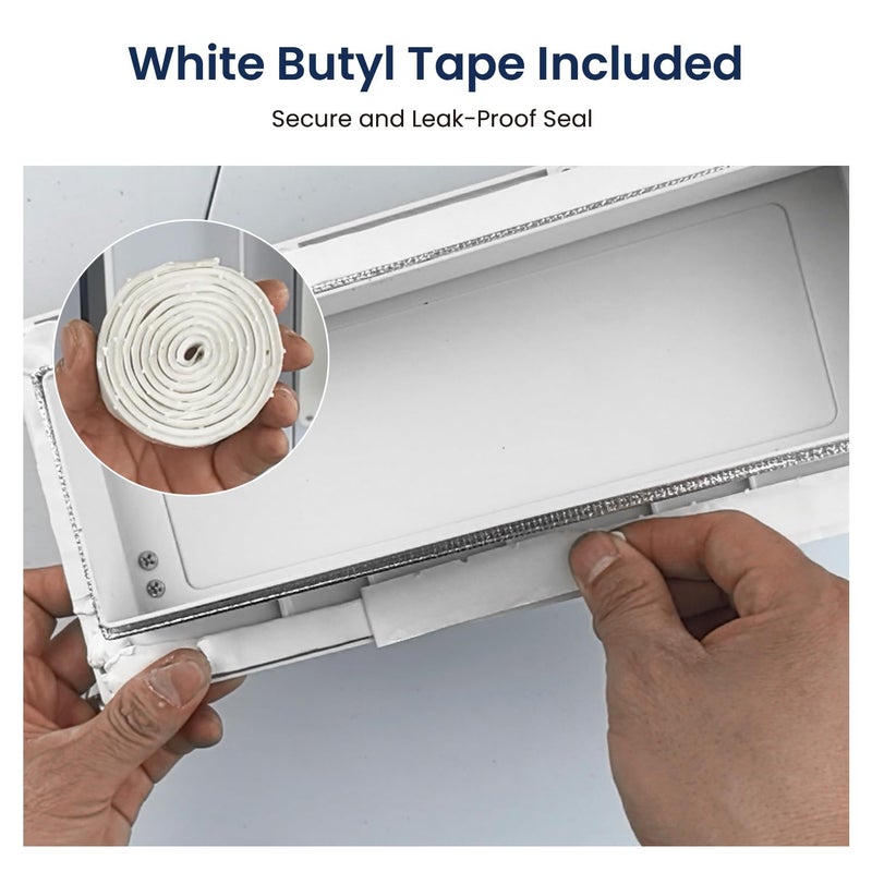 Safoner Aluminum RV Stove Vent Hood Cover for Adjustable Range Exhaust Depth, Includes Butyl Tape, Exterior Kitchen Replacement Camper Accessories for Travel Trailers and Motorhomes- White - Image 5