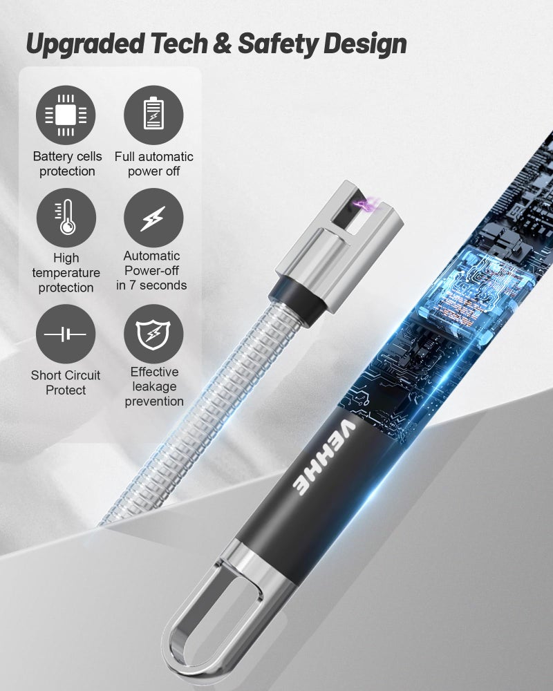 VEHHE Candle Lighter, Electric Rechargeable Arc Lighter with LED Battery Display Long Flexible Neck USB Lighters for Light Candles Gas Stoves Camping Barbecue - Image 4