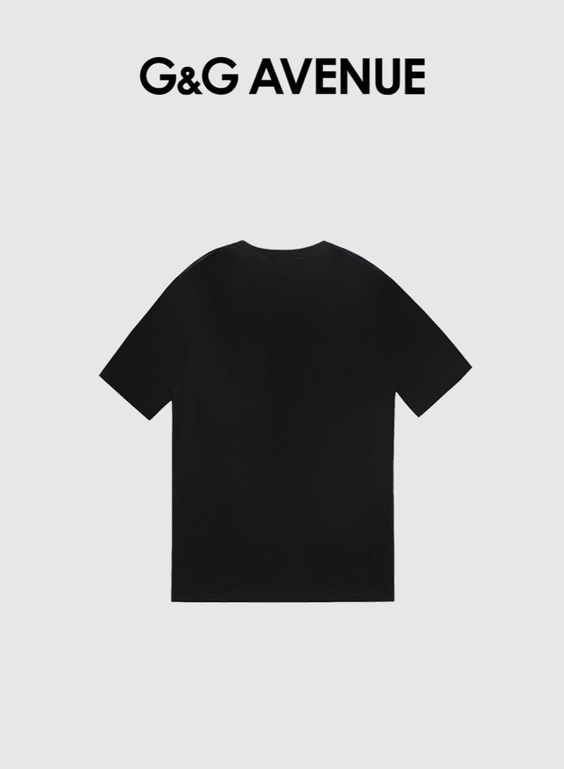 جي آند جي أفينيو قطن سميك بناء رجل قطن يغسل أسود [ ت - شيرت ] XL تقليم محايد قصير كم شارع زيّ راب هيب هوب مثلث يطبع [ ت - شيرت ] - Image 3