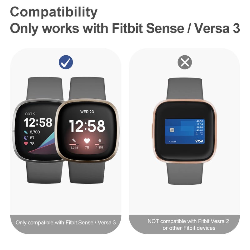 Mugust Fitbit Versa 3 & Sense Smartwatch Full Coverage Screen Protector with Tempered Glass, 3 Pack, Transparent - Image 5
