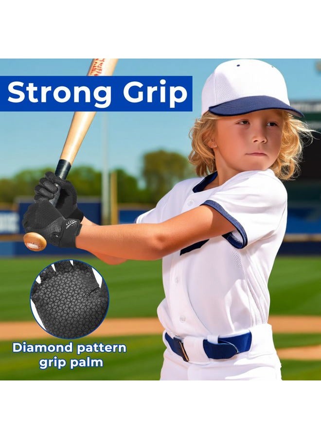 AIGEVTURE Youth Baseball Bating Gloves Softball Batting Gloves Adult Kids Boys Girls Black Medium - Image 5