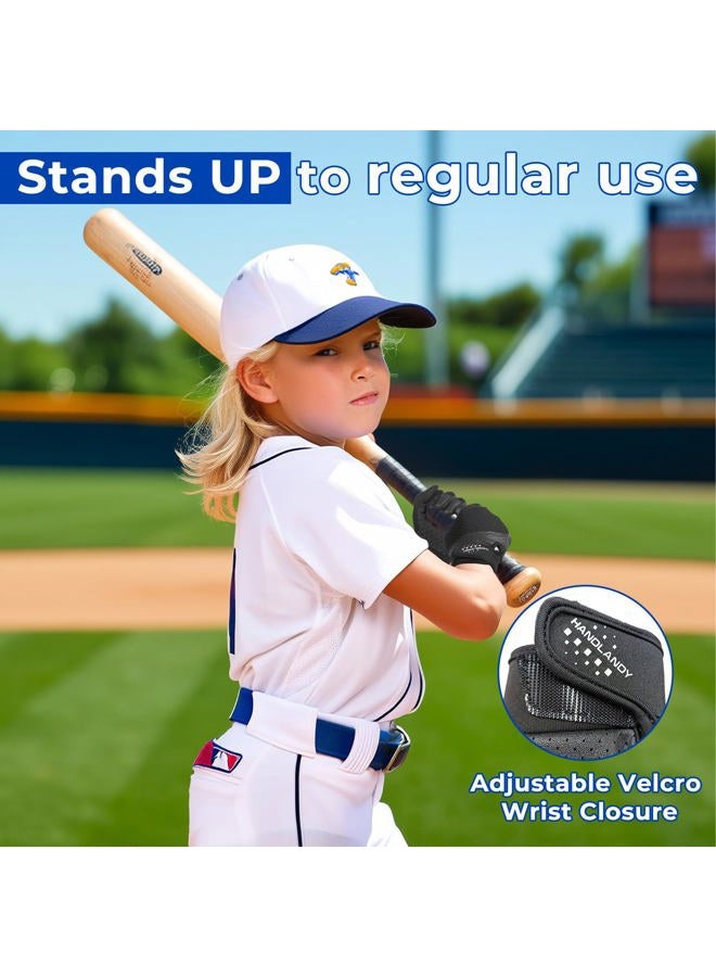 AIGEVTURE Youth Baseball Bating Gloves Softball Batting Gloves Adult Kids Boys Girls Black Medium - Image 4