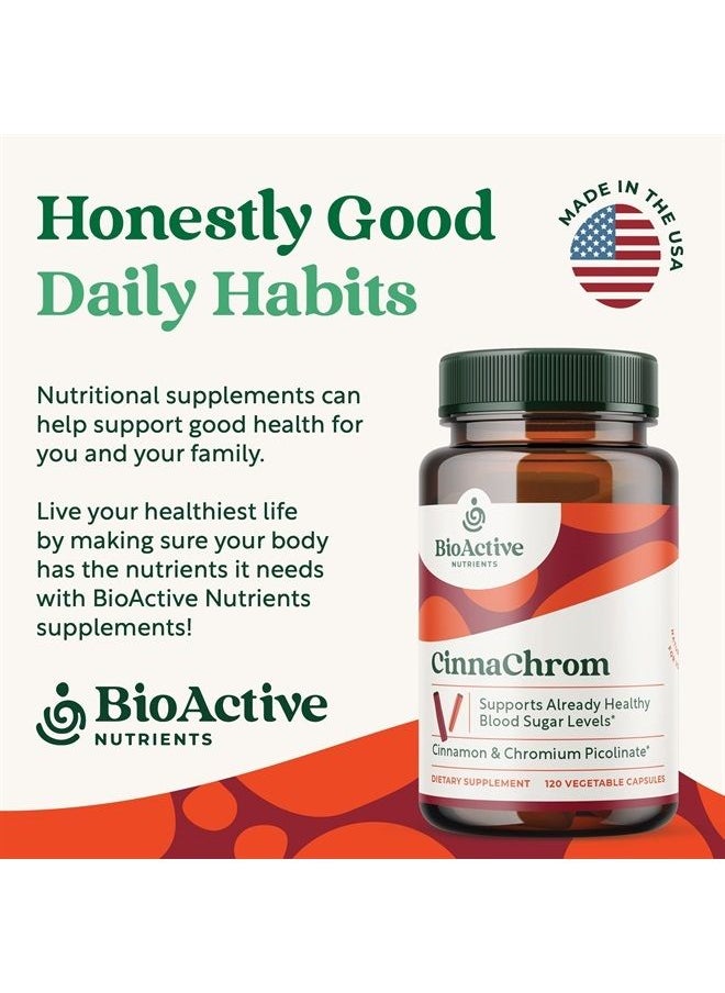 BioActive NUTRIENTS - BioActive Nutrients CinnaChrom Dietary Supplement — Chromium Picolinate, Cinnamon Capsules — Natural Ingredients for Overall Health — Vegetable Supplement, Gluten-Free, 120 Capsules - Image 1