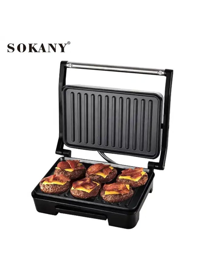 سوكاني شواية كهربائية بقدرة 850 واط مع قابس بريطاني – آلة تحضير الستيك والبانييني والسندويشات والبرجر والفطور، تسخين مزدوج وسريع، طلاء غير لاصق وسهلة التنظيف - Image 1