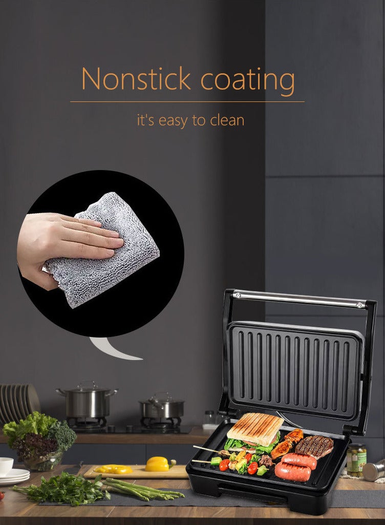 سوكاني شواية كهربائية بقدرة 850 واط مع قابس بريطاني – آلة تحضير الستيك والبانييني والسندويشات والبرجر والفطور، تسخين مزدوج وسريع، طلاء غير لاصق وسهلة التنظيف - Image 3