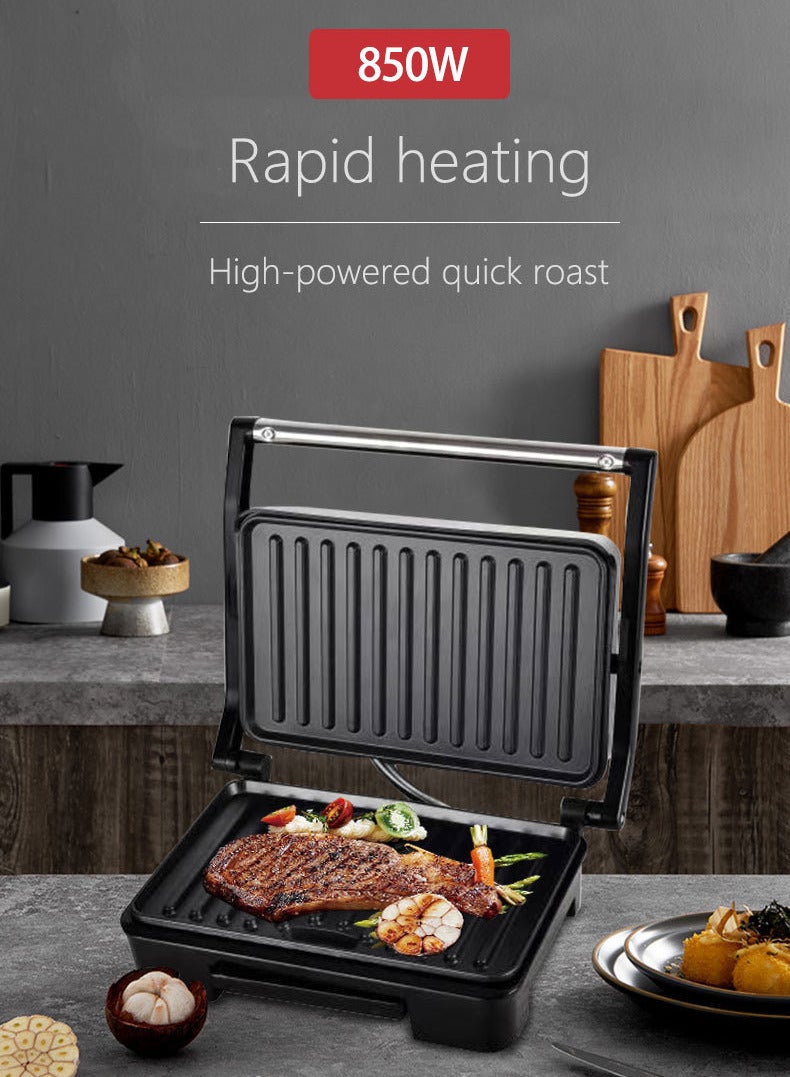 سوكاني شواية كهربائية بقدرة 850 واط مع قابس بريطاني – آلة تحضير الستيك والبانييني والسندويشات والبرجر والفطور، تسخين مزدوج وسريع، طلاء غير لاصق وسهلة التنظيف - Image 5