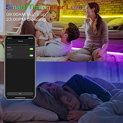 hyrion Smart LED Lights for Bedroom 100ft, Voice Control Strip Lights with Alexa and Google Assistant, RGB Color Changing, Music Sync WI-FI Led Lighting with App Controlled for Room Decor(2 * 51ft) - Image 4