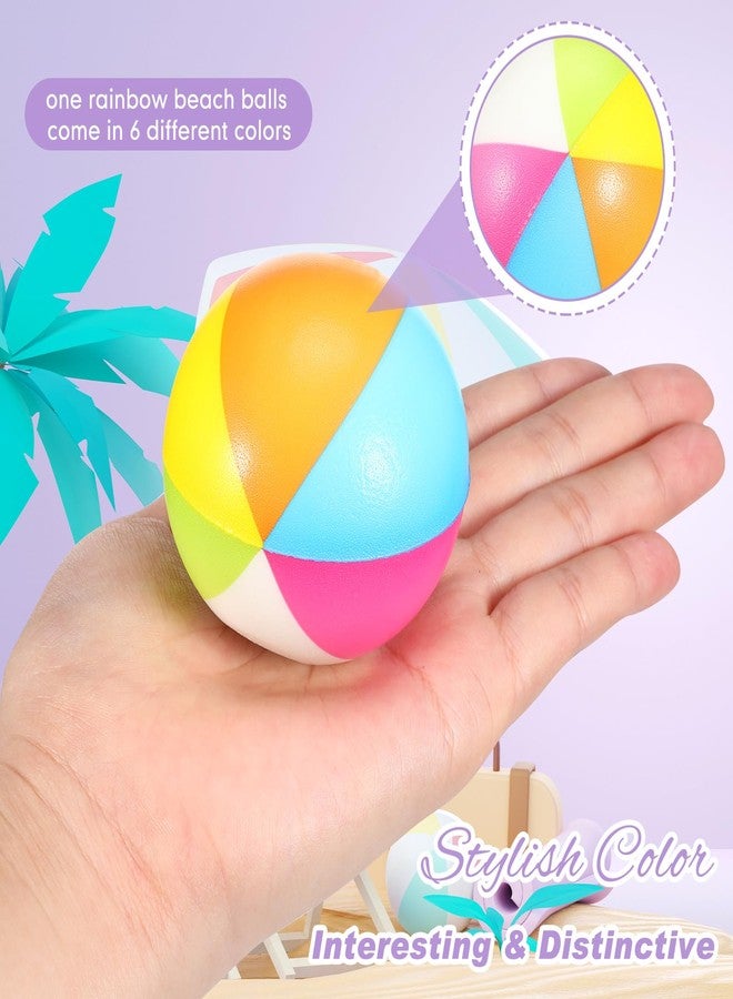 Jerify 24 Pcs Mini Beach Stress Balls 2.5 Inch Foam PU Relief Stress Ball Mini Rainbow Blow Up Beach Balls Toys for Girls Boys Birthday Beach Hawaiian Party Favors Summer Pool Games (Stylish Color) - Image 5