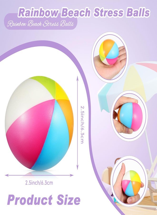 Jerify 24 Pcs Mini Beach Stress Balls 2.5 Inch Foam PU Relief Stress Ball Mini Rainbow Blow Up Beach Balls Toys for Girls Boys Birthday Beach Hawaiian Party Favors Summer Pool Games (Stylish Color) - Image 3