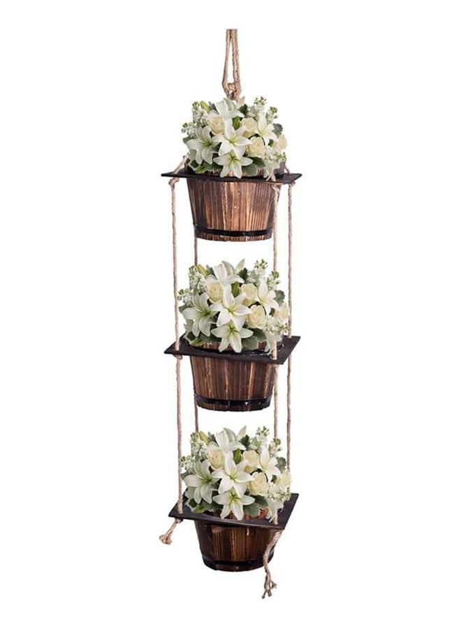 HOME TASTE Hometaste Wooden Hanging Flower Vases Garden Decoration Hanging Garden Planter Flower Container Flower Planter Decorative Wood Pots Vases Outdoor Indoor Pots 