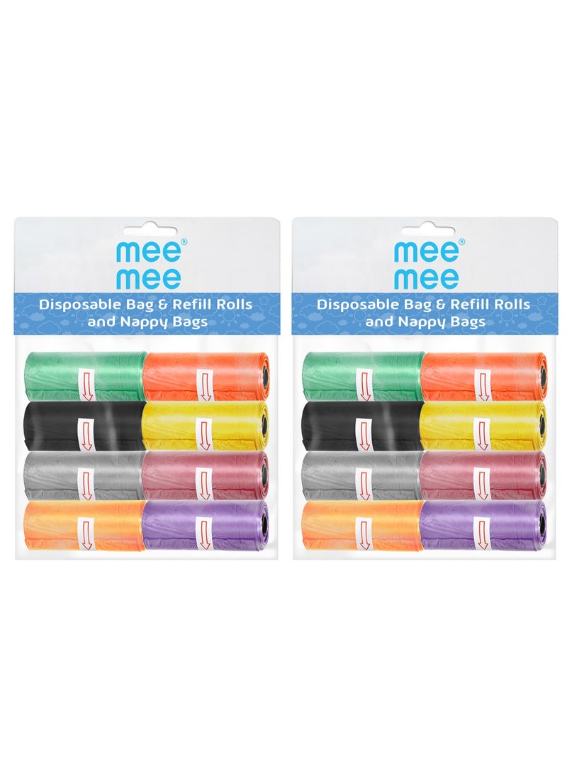 mee mee MeeMee Bag and Refill 8 Rolls Pack of 2-320 Bags, Baby Nappy bag, Pet waste bag, Scented Diaper bag, Trash bag, Garbage bag, Colorful Plastic bag, sacks - Image 1