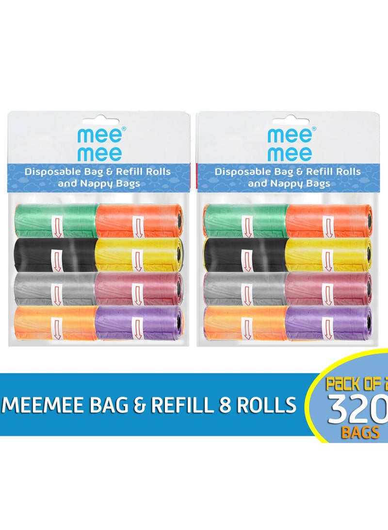 mee mee MeeMee Bag and Refill 8 Rolls Pack of 2-320 Bags, Baby Nappy bag, Pet waste bag, Scented Diaper bag, Trash bag, Garbage bag, Colorful Plastic bag, sacks - Image 2
