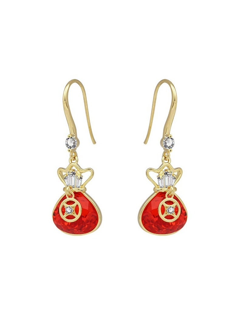Generic - Chinese Style Red Money Bag Earrings - Image 1