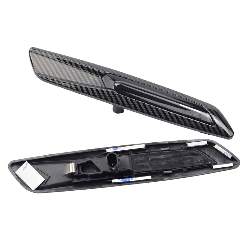 Generic Kakulkomen Turn Signal Lamp Led Front Fender Side Marker Light Compatible with BMW 5 Series F10 F11 528i 528iX 535i 2011 12 2013 (Carbon Fiber Lens-Black)  - Image 1
