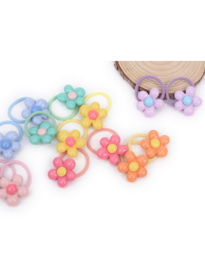 BIANHUAN Baby Girl Elastic Hair Ties with Flower,1.2'' Small Ponytail Flower Holder,Boutique Tiny Rubber Band for Toddlers,Hair Ties No Damage Hair Accessories for Girls Toddlers Kids (Multi-colored B) - Image 4