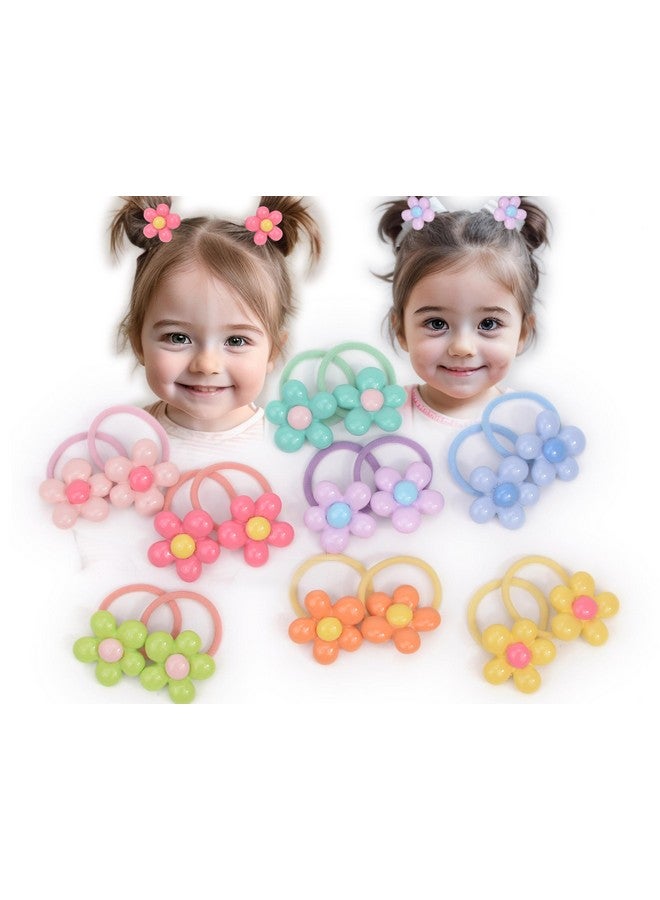 BIANHUAN Baby Girl Elastic Hair Ties with Flower,1.2'' Small Ponytail Flower Holder,Boutique Tiny Rubber Band for Toddlers,Hair Ties No Damage Hair Accessories for Girls Toddlers Kids (Multi-colored B) - Image 1