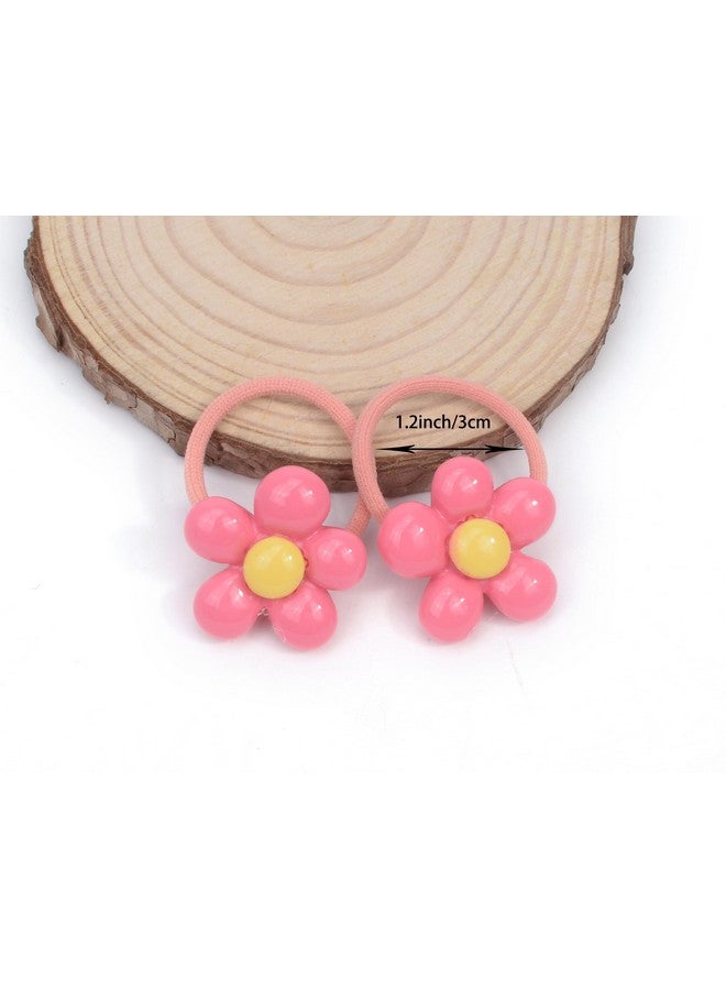 BIANHUAN Baby Girl Elastic Hair Ties with Flower,1.2'' Small Ponytail Flower Holder,Boutique Tiny Rubber Band for Toddlers,Hair Ties No Damage Hair Accessories for Girls Toddlers Kids (Multi-colored B) - Image 2