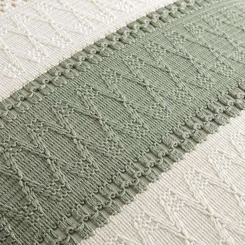 ZeeMart 2 Packs Cotton Boho Throw Pillow Covers 18x18 Inch Contrast Green, Soft Farmhouse Decorative Couch Pillow Cases Sage Green Cushion Covers for Sofa Bed Living Room Home Decor - Image 4