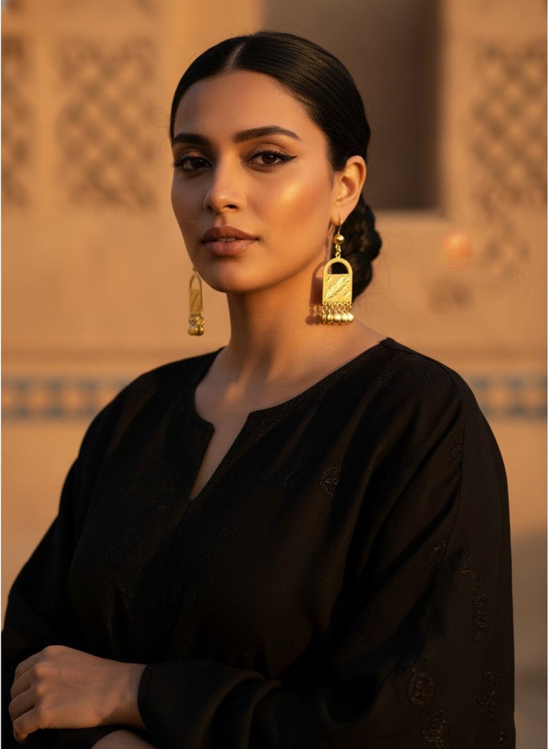 جوليا ستور أقراط متدلية فاخرة مطلية بالذهب عيار 21 قيراطًا بتصميم جمالي رائع على شكل سيقان قمح مصرية عليا عتيقة للنساء والفتيات كهدية مجوهرات - Image 4