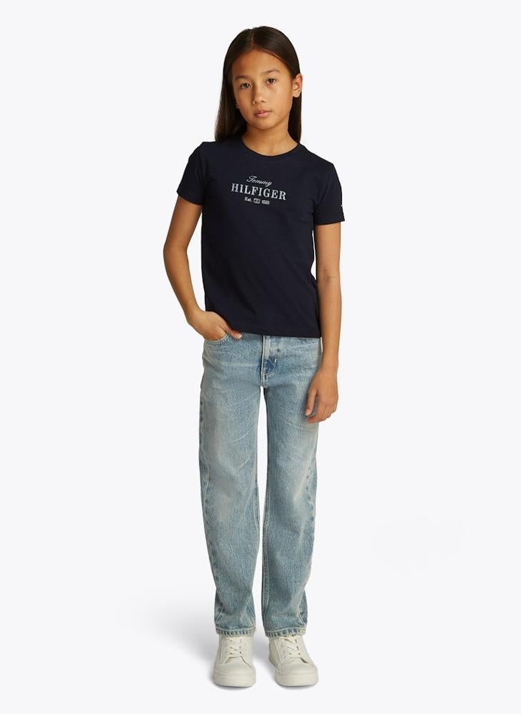 TOMMY HILFIGER - Kids Tommy Script Ss T-Shirt - Image 1