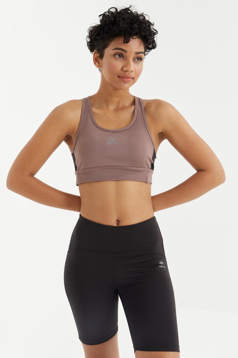 Tommy Life Dusty Rose Cross Back Detail Slim Fit U Neck Padded Women's Sports Bustier - 97121 - Image 1