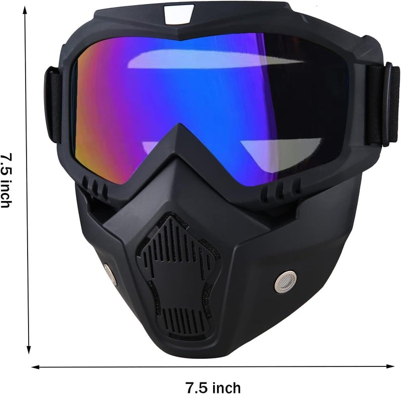 BROYEUR 2Pcs Paintball Mask Anti Fog,Tactical Full Face Mask Ski Mask Goggles Detachable Adjustable,Motorcycle Riding Face Protection (2Colorful) - Image 5