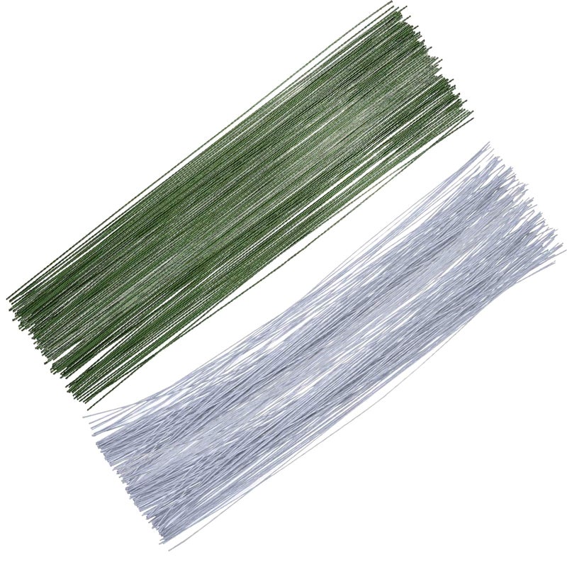 BEHAHAI 200pcs Floral Wire Stems045mm 26 Gauge Stem Wire Floral Wire Sugar Flower Wire Flower Craft Wire Thin Flower Wire Green Stub Wire Floristry Cake Wire for Diy Flower Making Crafting Wrapping
