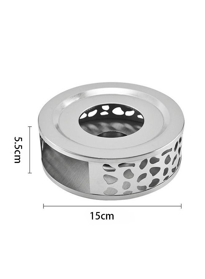 سخان إبريق شاي من الفولاذ المقاوم للصدأ، سخان إبريق شاي معدني مع قاعدة حامل شمعة صغيرة، سخان شاي قهوة لإبريق شاي زجاجي وإبريق شاي سيراميكي وأطباق أخرى مقاومة للحرارة - Image 2