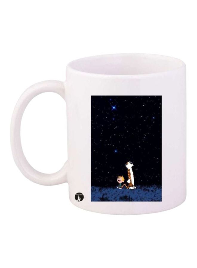 Calvin And Hobbes Printed Coffee Mug White/Black/Blue