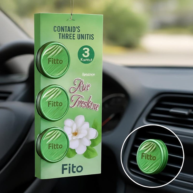 FITTO معطر هواء السيارة فيتو برائحة الياسمين عبوة من 3 معطرات تدوم طويلاً للتعليق في داخل السيارة - Image 2