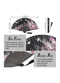 KASTWAVE Folding Hand Fan for Women's Chinese Japanese Vintage Bamboo Silk Fans Elegant Classical Style for Dance Performance Decoration Wedding Party Craft Gift Bamboo Folding Fan  - Image 3