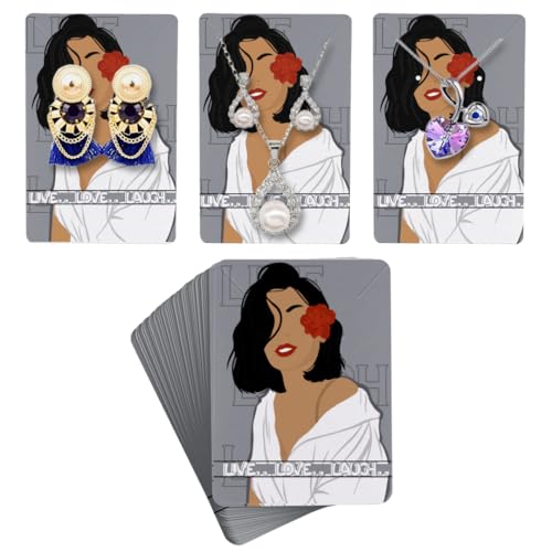 Festiko® Premium Decorative Animated Jewellery Cards (Design 4, Pack of 200 Pcs), Premium Jewellery Tags for Earring & Necklace, Rectangle Display Cards For Ornaments - Image 1