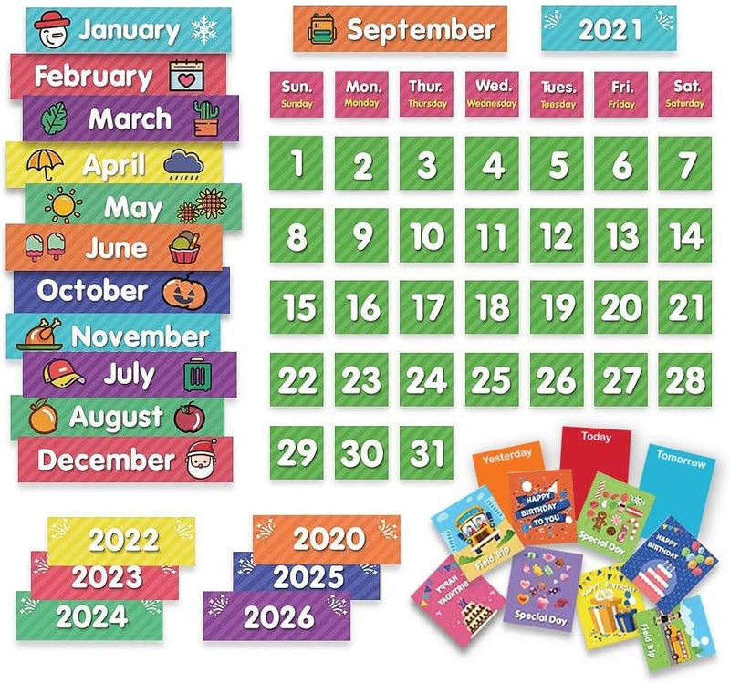Eamay Classroom Monthly Calendar Pocket Chart with 71 Cards for Kids Learning for Home,Homeschool Supplies and Classroom Must Haves!(Black) - Image 2