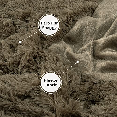 Tuddrom Decorative Extra Soft Faux Fur Throw Blanket 70"x78",Solid Reversible Fuzzy Lightweight Long Hair Shaggy Blanket,Fluffy Cozy Plush Fleece Comfy Microfiber Blanket for Couch Sofa Bed,Brown - Image 5