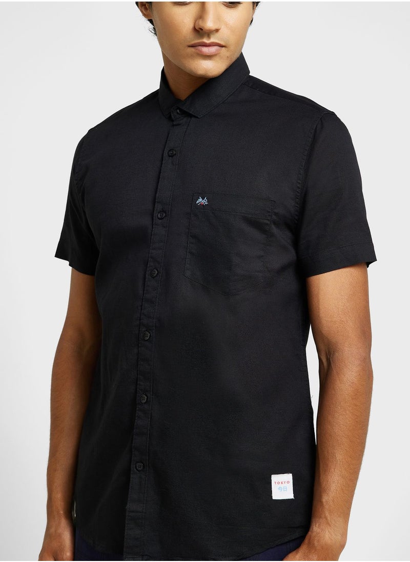 Thomas Scott - Thomas Scott Classic Slim Fit Opaque Cotton Linen Casual Shirt - Image 1