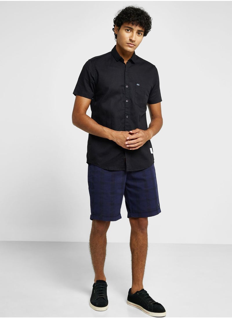 Thomas Scott - Thomas Scott Classic Slim Fit Opaque Cotton Linen Casual Shirt - Image 1