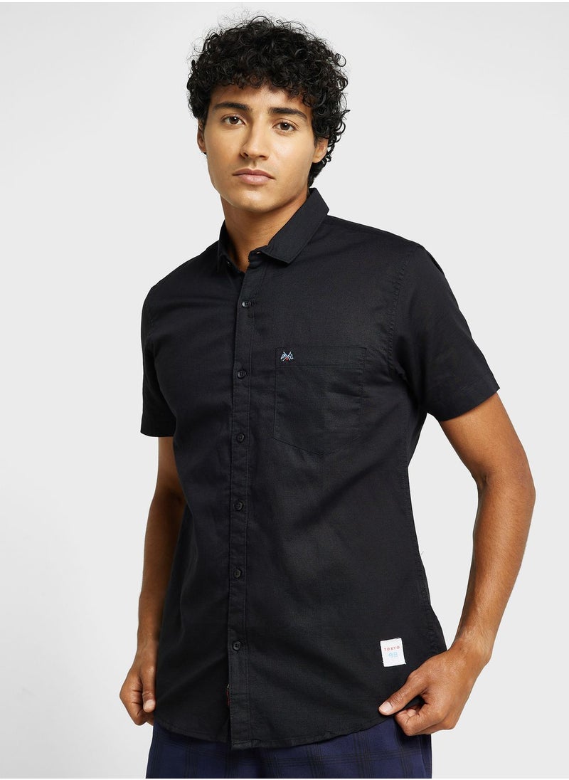 Thomas Scott - Thomas Scott Classic Slim Fit Opaque Cotton Linen Casual Shirt - Image 1