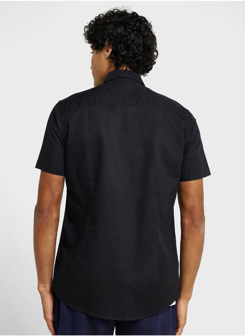 Thomas Scott - Thomas Scott Classic Slim Fit Opaque Cotton Linen Casual Shirt - Image 1