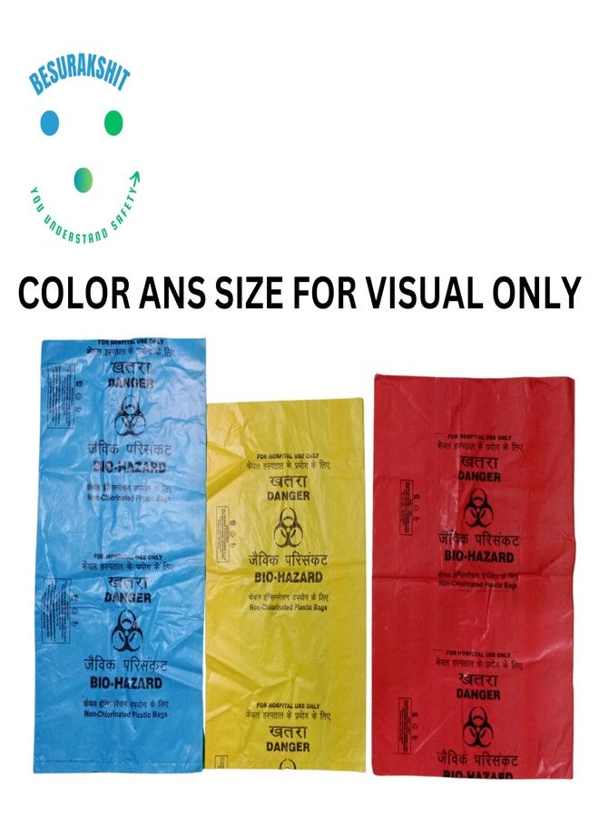 BESURAKSHIT Bio Hazard/Bio-Medical Waste Bag (21x24 Inch, Red-20, Blue-20, Yellow-20) Pack of 60 - Image 4