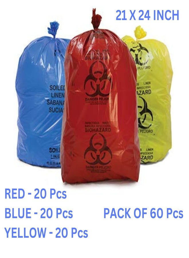 BESURAKSHIT Bio Hazard/Bio-Medical Waste Bag (21x24 Inch, Red-20, Blue-20, Yellow-20) Pack of 60 - Image 2