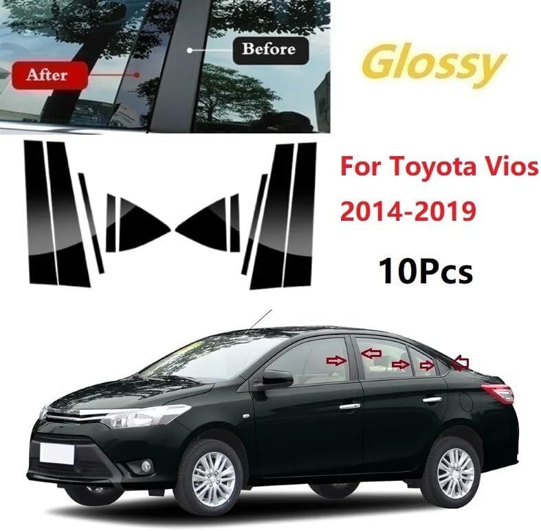Vuzmode 10PCS Window Trim Cover for Toyota Vios 2014-2019 - Image 3