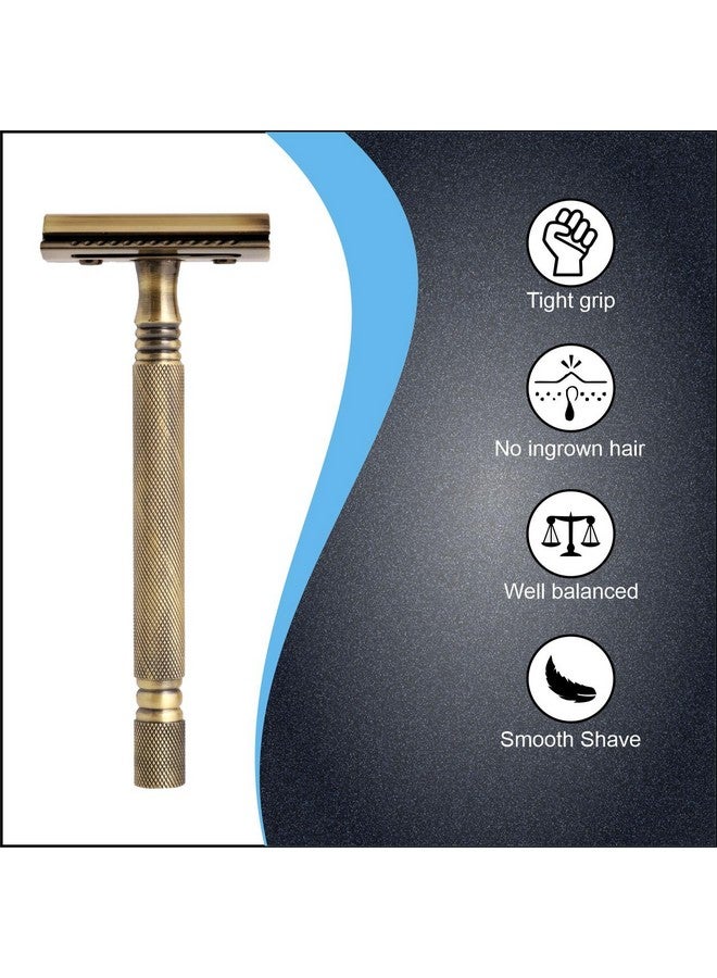 Pearl Shaving Double Edge Close Comb Safety Razor (SS-01 CC (Antique Brass)) -Shaving Razor for Men | Classic & Traditional Shaving Kit for Men | Premium Blade razors for Father's day Gift Option - Image 3