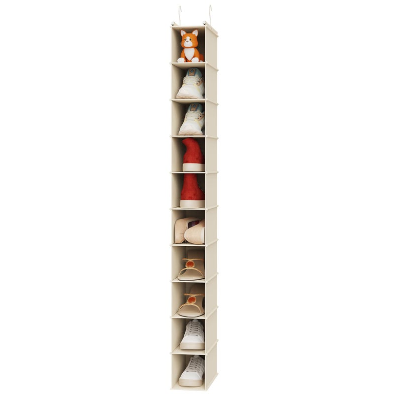 MAX Houser 10-Shelf Hanging Shoe Shelf Organizer, Hanging Shoe Storage for Closet (Beige) - Image 4