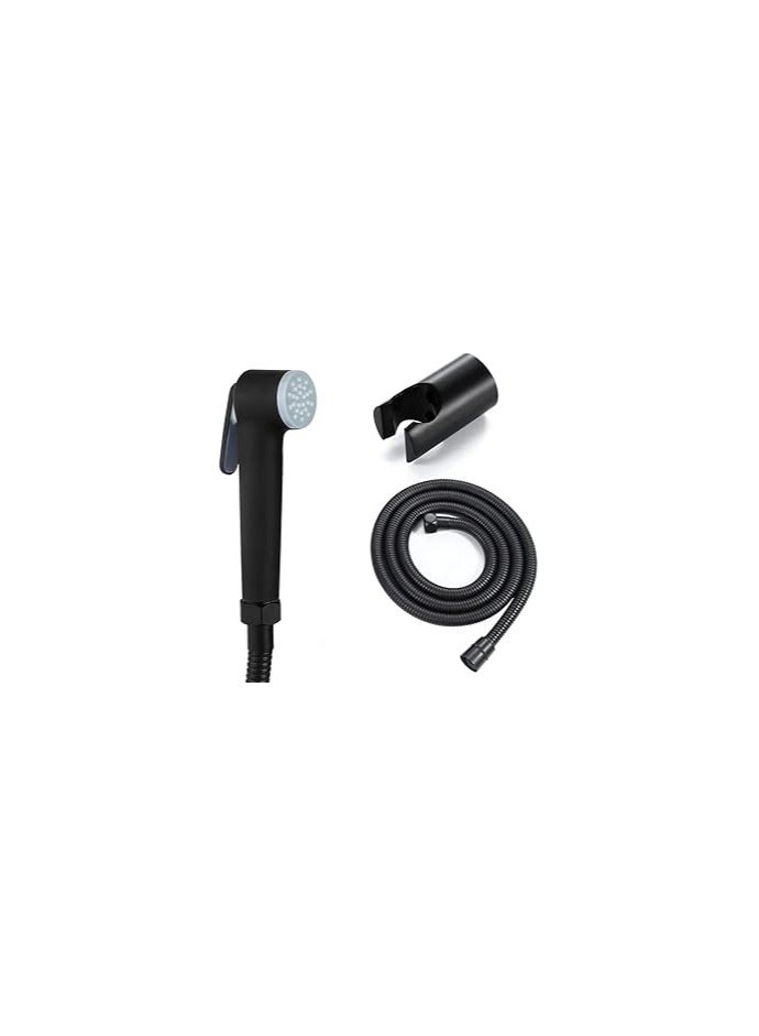Black stainless steel outdoor bidet with hook and loop hose + black stainless corner valve (high quality) - Image 1