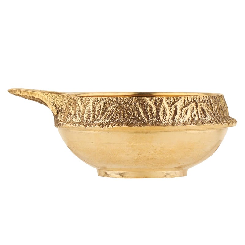 Rolimoli Kuber Diya for Decoration Handmade Oil Lamp with Golden Engraved Made of Virgin Brass Metal Diya for Puja Pooja Traditional Indian Gift Items 25inch Set of 1 - Image 2