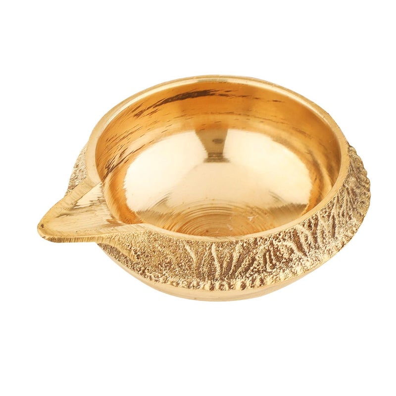 Rolimoli Kuber Diya for Decoration Handmade Oil Lamp with Golden Engraved Made of Virgin Brass Metal Diya for Puja Pooja Traditional Indian Gift Items 25inch Set of 1 - Image 5